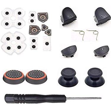 Imagem de Para Sony Playstation 4 PS4 para Dualshock 4 L1 R1 L2 R2 botões de molas de gatilho + 2 palitos de polegar de joystick + 2 tampas de silicone para joystick + 2 molas + 1 chave de fenda + 1 conjunto de