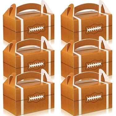 Imagem de 30 peças de sacos de brindes de futebol para meninos caixas de lembrancinhas de futebol americano de papelão sacos de doces marrons com alças caixa de lembrancinhas de time suprimentos de festa de futebol