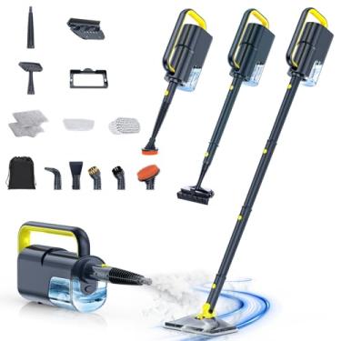 Imagem de ScrubWiz Aspirador De Pó A Vapor Com Vaporizador Portátil Removível, Acessórios Multifuncionais 10 Em 1, Almofadas Microfibra Laváveis, 350 Ml E 2 Níveis Ajustáveis Para Limpeza Pisos, Carpetes, Azu