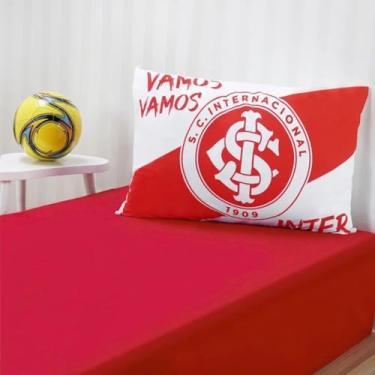 Imagem de Jogo de Cama 2 Peças Lençol e Fronha Algodão Time Futebol Inter Internacional - Solteiro