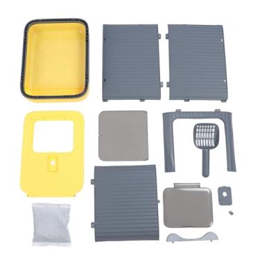 Imagem de Caixa de areia de gato fechada de grande capacidade de entrada de odor de controle de odor plástico Caixa de areia de plástico coberta (Amarelo)