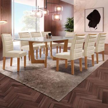 Imagem de Mesa de Jantar 8 Lugares Nápoles/Genova com Vidro Cinamomo/Off White/B