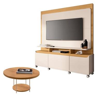 Imagem de Estante Home Theater Quantum Off White Cinamomo E Mesa De Centro Sky Cinamomo– Hb Móveis