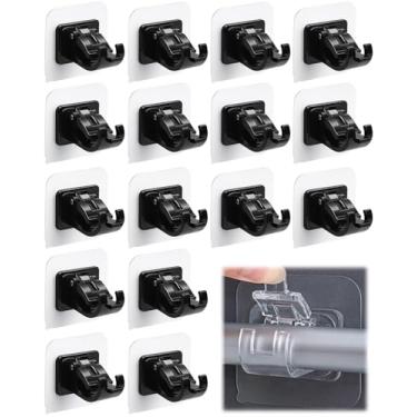 Imagem de Suporte de varão de cortina sem perfuração, 16 peças, autoadesivo, sem pregos, suportes de parede, ganchos, suporte de toalha de cortina ajustável, gancho de fixação para uso doméstico, banheiro,