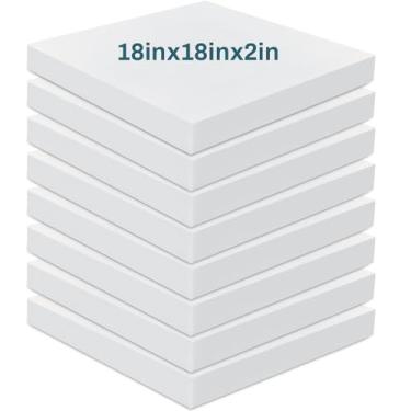 Imagem de Frienda Pacote com 8 almofadas de espuma de alta densidade de 5 x 45 cm x 45 cm de substituição para estofamento quadrado cortado no tamanho para sofá de espuma ou cadeira de jantar comercial sofá