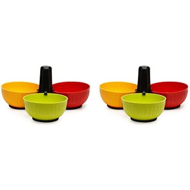Imagem de Stephanie Imports Feito nos EUA 3 tigelas de plástico destacável para servidor de condimentos conjunto de 2 (livre de BPA e lavável na lava-louças)