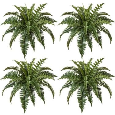 Imagem de Muhanjia 68,5 cm arbusto de samambaia artificial de Boston, conjunto com 4, plantas grandes penduradas de samambaia falsa que parecem reais para decoração de casa ao ar livre, 25 ramos. (68,5 cm, 4