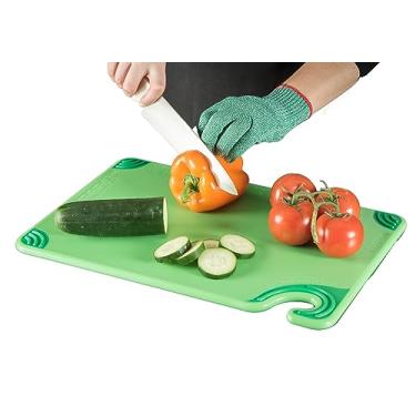 Imagem de San Jamar Tábua de corte Saf-T-Grip com gancho de segurança alimentar para cozinha, restaurantes e fast food, plástico, 45 x 61 x 1 cm, verde, (pacote com 6)