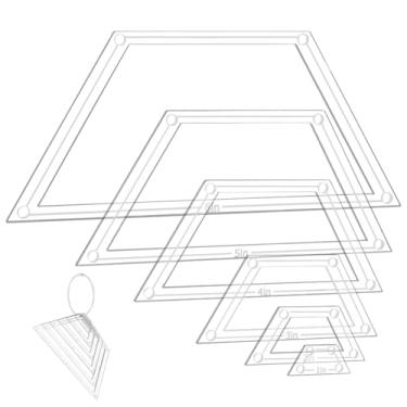 Imagem de NBEADS Conjunto de 6 modelos de acrílico para acolchoamento, modelo de régua de corte trapézio com anéis articulados, guias de costura transparentes, 1,5 x 3,8 cm a 7 x 16,3 cm para marcação de tecido