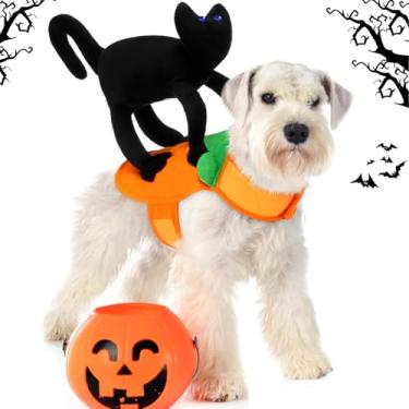 Imagem de Huhumy Fantasia de Halloween para cães e gatos pretos fantasia de Halloween para cães, roupas engraçadas para animais de estimação para gatos, filhotes, cosplay, festas de fim de ano, acessórios