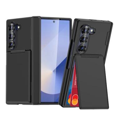 Imagem de HAOMRIYL Capa para Samsung Galaxy Z Fold 7, capa invisível com suporte para cartão dobradiça à prova de choque capa rígida de policarbonato protetora, preta, dobra 7