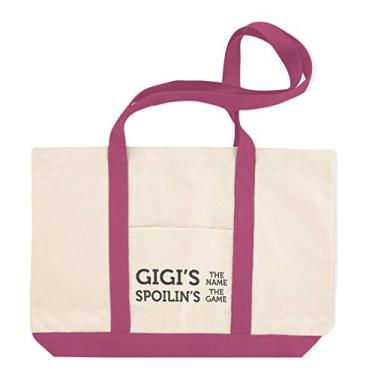 Imagem de Sacola de compras de lona Gigi's The Name Spoiling's Game Gigi's Beach Bags for Women Grandma Gifts, Apenas design rosa choque, One Size