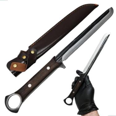 Imagem de Faca Artesanal com Lâmina Lisa Full Tang e Cabo de Madeira SLKAF64 - L