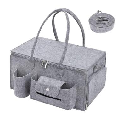 Imagem de harayaa Bolsa de fraldas, cesto de armazenamento para berçário, bolsa de fraldas, armazenamento de brinquedos para, compras e atividades ao ar