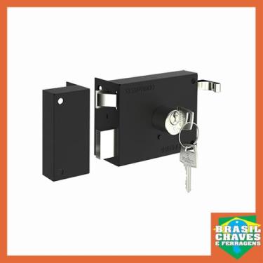 Imagem de Fechadura de Portão Sobrepor Pratice 0231.07 Preta 100mm Soprano