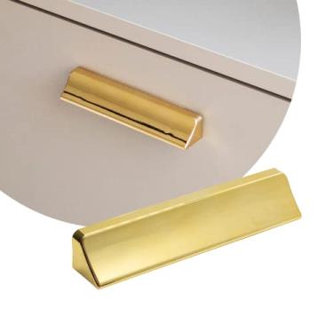 Imagem de Kit Com 4 Puxadores Armário Gaveta Sala Discreto Conch 96mm (Dourado Brilho)