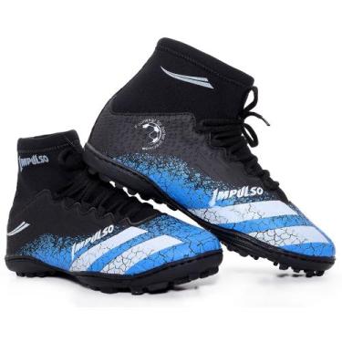 Imagem de Chuteira cano longo society lançamento - IMPULSO, Preto azul, 36