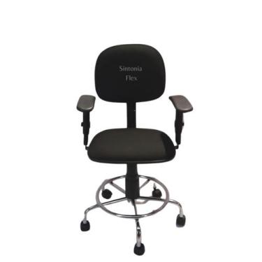 Imagem de Cadeira Secretaria Giratoria Pistão A Gás Base Cromada - Sintonia Flex