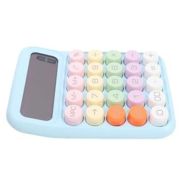 Imagem de Zerodis Calculadora de Teclado Mecânico Colorido Calculadora de 12 Dígitos Retro Retro Botão Grande Científica de Desktop para Artesanato Em Casa da Escola (Azul -celeste)