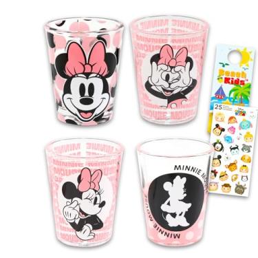 Imagem de Disney Pacote com 4 copos de shot Minnie Mouse – Pacote com mini óculos de 42,5 g com adesivos Minnie Mouse Plus, mais mini copos