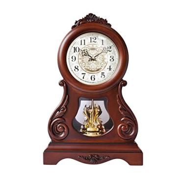Imagem de YAYAOVP-24927 Relógio de mesa europeu relógio de madeira para casa sala de estar relógio de quartzo grande luxuoso mesa decorativo relógio de mesa criativo