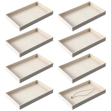 Imagem de MAQUITA 8 bandejas de joias de veludo, gavetas empilháveis, bandejas organizadoras, bandejas de armazenamento de joias 21 x 12 x 2,5 cm