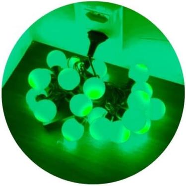 Imagem de Cordão De Lâmpadas De Led Pisca Formato Bolinha 4 Metros 8 Funções Natal Tomada (Verde)