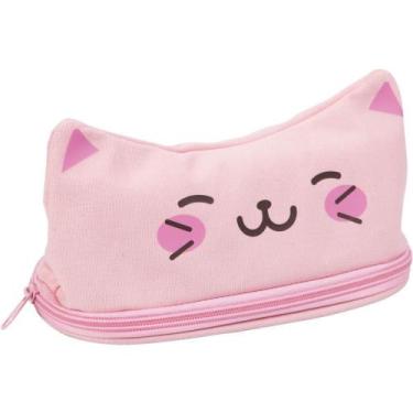 Imagem de Estojo Simples Kawaii Gatinho Rosa Lona - Contact