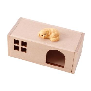 Imagem de menolana Casa de bonecas em miniatura, casa para animais de estimação, escala 1:12, coleção de móveis para de bonecas, decoração de jardim de fadas, modelo de, Cachorro