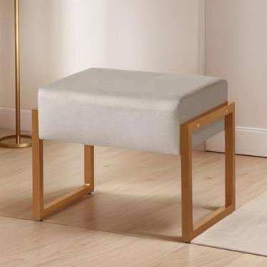 Imagem de Banqueta Puff Cancun Areia Base Ferro Luxo - Kazza Shop