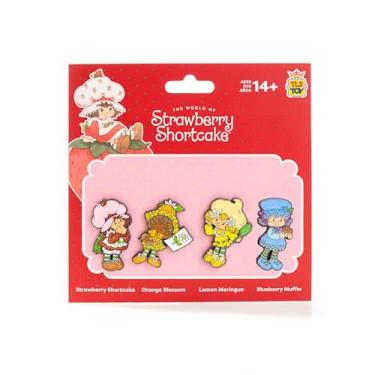 Imagem de Strawberry Shortcake 'Limited Edition' 4-Pack Glitter Enamel Pin Set with Strawberry Shortcake, Lemon Meringue, Orange Blossom & Blueberry Muffin Pins