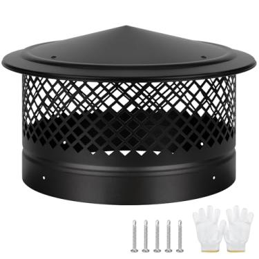 Imagem de Tampa de chaminé superior de cone, cobertura de chaminé redonda de 30,5 cm com tela, tampa de tubo de fogão de 30,5 cm, cobertura de ventilação do telhado de exaustão de lareira aço galvanizado