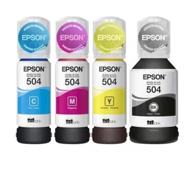 Imagem de Kit 4 Refil Tinta L4260 T504 para impressoras L4150 L4160 L6161 L6191 L6171 L6270