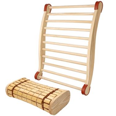 Imagem de Kit de sauna infravermelho com encosto de sauna e travesseiro de sauna, encosto de sauna de madeira antiderrapante e encosto de cabeça de sauna, acessórios de sauna infravermelhos para spa doméstico