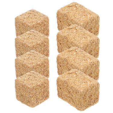 Imagem de Veemoon Decoração de fardos de feno em miniatura, 8 peças de mini fardos de palha natural ornamento minúsculo decorativo blocos de feno mesa palheiro para artesanato faça você mesmo decoração de casa