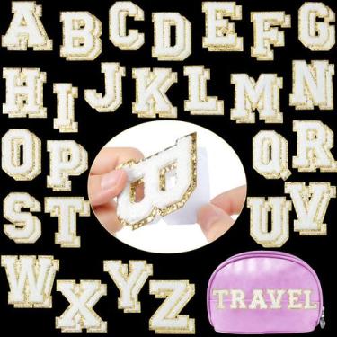 Imagem de Adesivos autoadesivos de letras de chenille WILLBOND A-Z 52 unidades