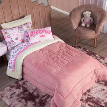 Imagem de Kit Coberdrom Princesa Rosê c/ Almofada Queen 04 Peças - Dupla Face Sh