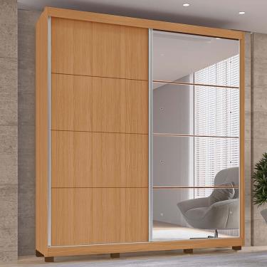 Imagem de Guarda-Roupas Rio 100% MDF Tuboarte 2 Portas de Correr 3 Gavetas c/ Kit de Espelho e Pés