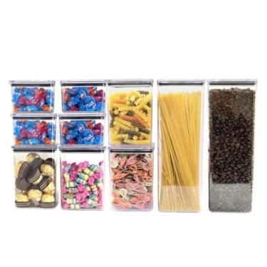 Imagem de Kit 10 Potes Hermeticos Porta Mantimento Acrilico Qualyplas