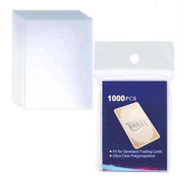 Imagem de 1000 capas de cartas colecionáveis para cartas padrão 6,6 cm x 8,9 cm, protetor de cartão ultratransparente, sem ácido, PP, ajuste ultratransparente para MTG PTCG GameCards beisebol, futebol e