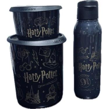 Imagem de Tupperware Kit 3 Peças Potes E Garrafa Harry Potter Preto, Preto