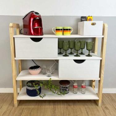 Imagem de Aparador de Madeira Pinus Linea de 4 Prateleiras Ample com 2 Gavetas B