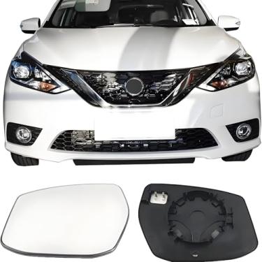 Imagem de Vidro de substituição do espelho lateral do motorista para Nissan Sentra 2013-2019, vidro retrovisor lateral esquerdo aquecido externo automotivo para Nissan Sentra 2013 2014 2015 2016 2017 2018 2019
