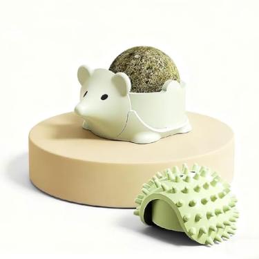 Imagem de Brinquedos de bola de menta para gatos, conjunto de 3 peças, bola de lamber ovos escalfados da Pippi, brinquedos divertidos para gatos e suprimentos para animais de estimação