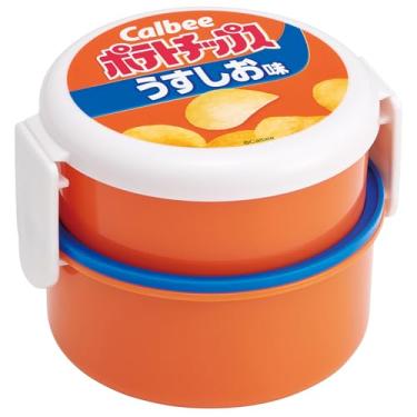 Imagem de Skater ONWR1-A Caixa Bento redonda, 500 ml, 2 camadas com garfo, feita no Japão, série de doces, batata frita, sabor leve