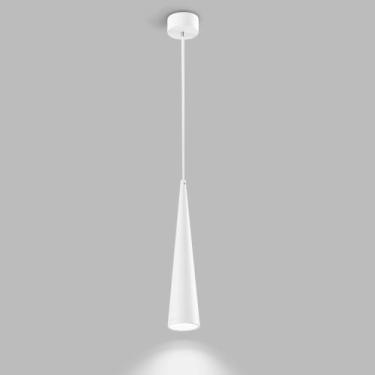 Imagem de Luminária Pendente Moderna De Led 12w Luminária Pendente De Teto De Alumínio Luminárias De Suspensão Com Altura Ajustável Para Sala De Estar Quarto Cabeceira Restaurante Bar, White-6000k, Cone