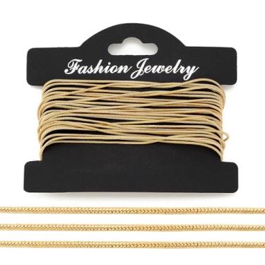 Imagem de WOZEAH Corrente de ouro de 5 metros para fabricação de joias, corrente banhada a ouro KC, corrente artesanal de joias, tornozeleira de colar DIY (TYPE10)