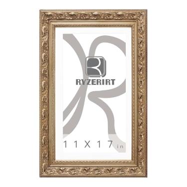 Imagem de RYZERIRT Moldura de madeira de 28 x 43 cm, exibe imagens de 23 x 38 cm com tapete ou 28 x 43 cm sem tapete, molduras de pôster marrom, moldura para pendurar na parede 08