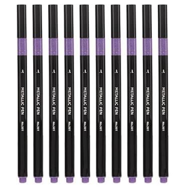 Imagem de Canetas de pintura metálica, tinta roxa, escrita suave, à prova d'água, leve, conjunto de 10 peças para desenho, arte para colorir, estudantes, artistas
