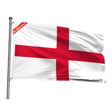 Imagem de Bandeira da Inglaterra de dupla face 6 x 7 m Bandeira nacional de poliéster inglesa com 2 ilhós para decoração de festa de eventos patrióticos com tema inglês (Inglaterra, 2 x 3 pés-3ply)